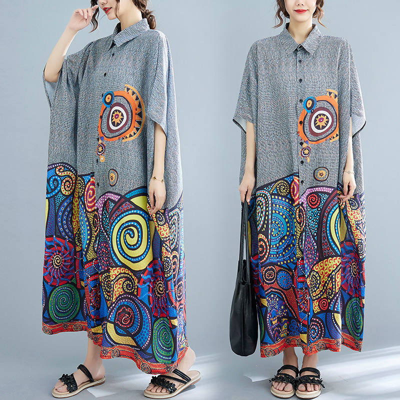Fashion Ethnic Indian Clothing - 보헤미안 스타일 보헤미안 스타일 프린트 셔츠