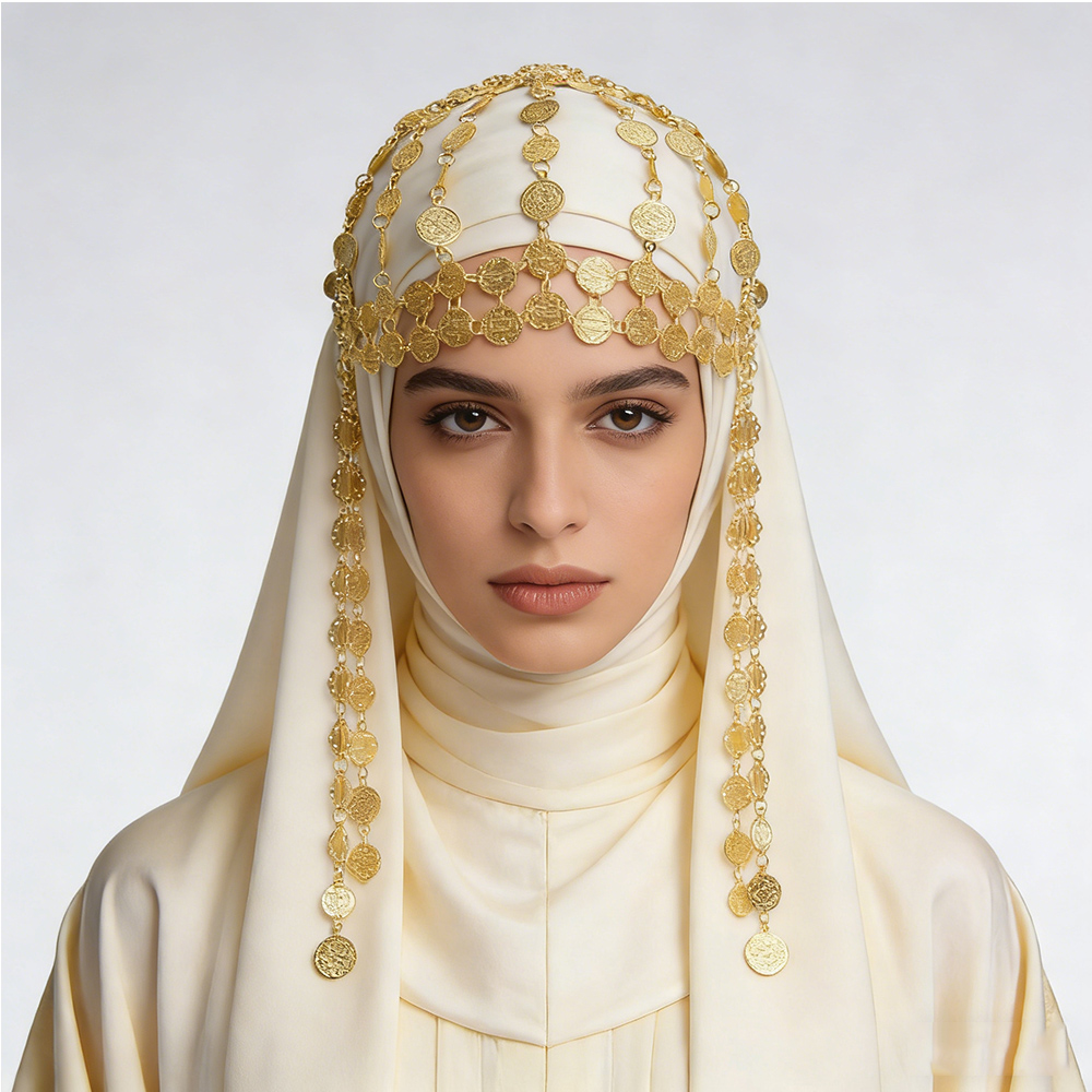 Ethnic Fashion Pakistan - 금도금 합금 동전 모양 장식 머리띠