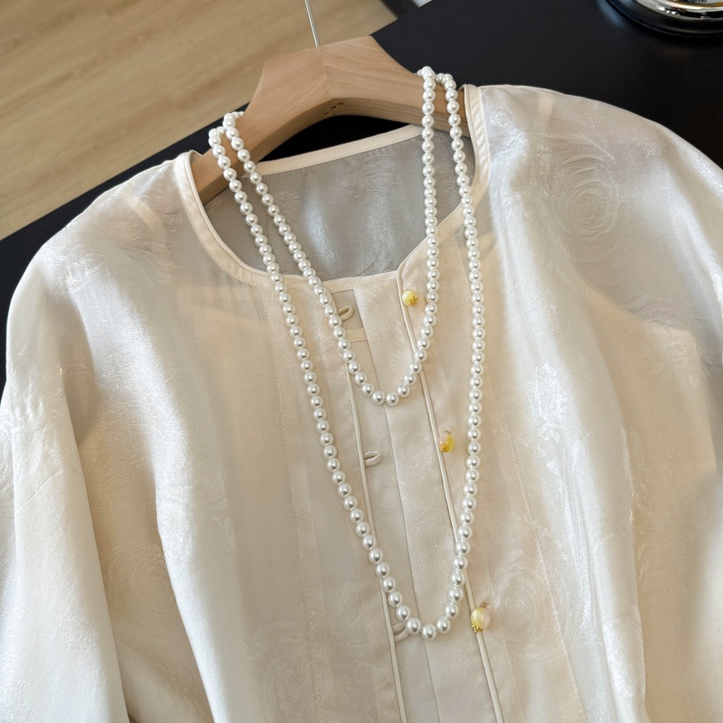 새로운 중국 스타일 긴팔 자수 라운드넥 버튼업 탑과 빈 - Ethnic Fashion Style 리뷰 및 가격