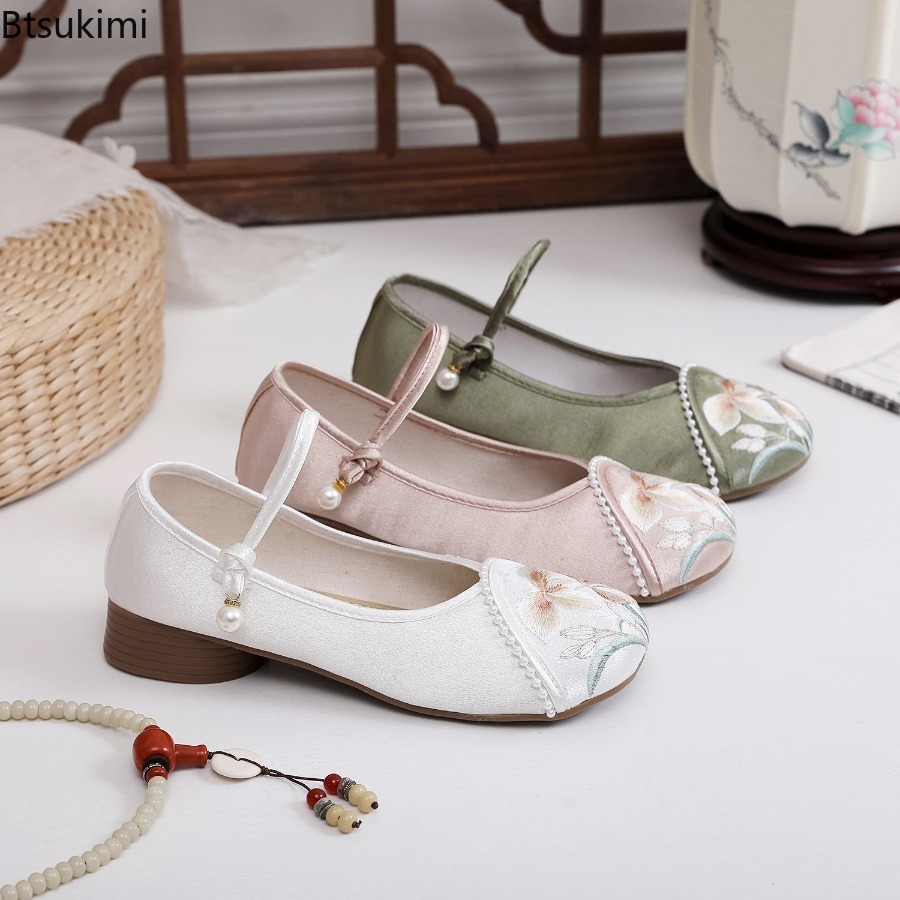 패션 자수 중국 스타일 낮은 굽 여성 신발 우아한 캐주 - Ethnic Fashion Style 리뷰 및 가격