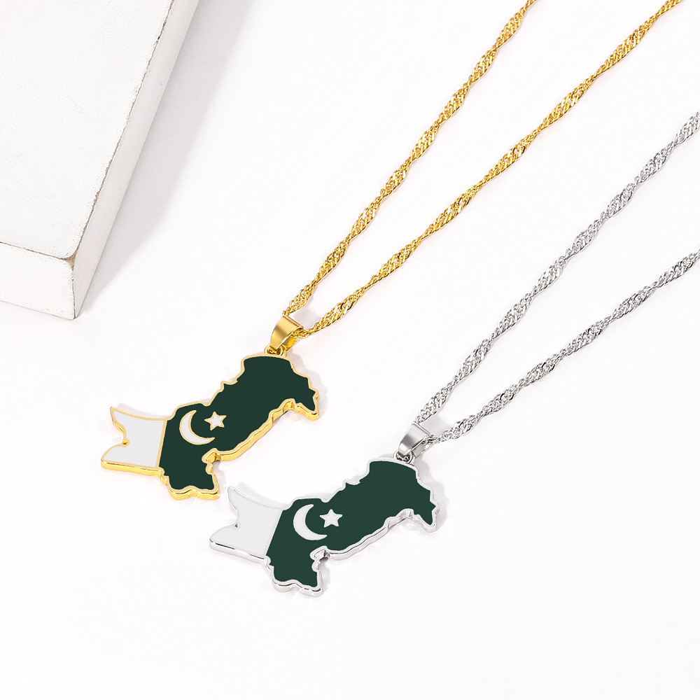파키스탄 지도 국기 펜던트 목걸이, 여성 남성 패션 지 - Ethnic Fashion Pakistan 리뷰 및 가격