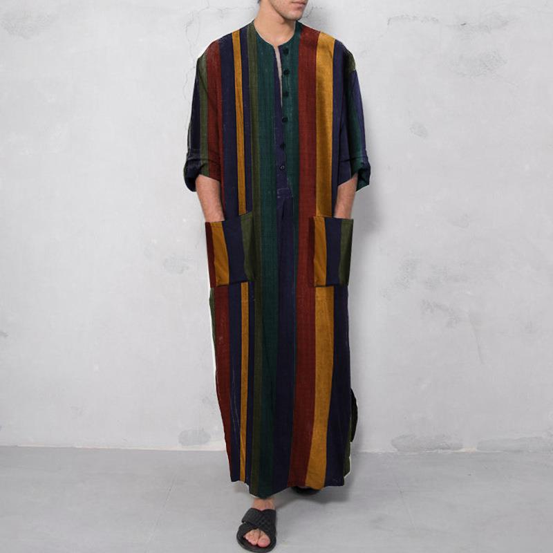 남성용 긴 줄무늬 프린트 셔츠 에스닉 스타일 캐주얼웨어 - Ethnic Wear Fashion Designer 리뷰 및 가격