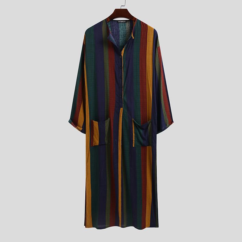 남성용 긴 줄무늬 프린트 셔츠 에스닉 스타일 캐주얼웨어 - Ethnic Wear Fashion Designer 리뷰 및 가격