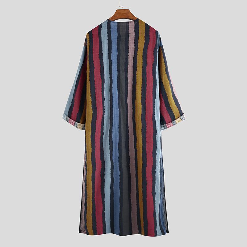 남성용 긴 줄무늬 프린트 셔츠 에스닉 스타일 캐주얼웨어 - Ethnic Wear Fashion Designer 리뷰 및 가격
