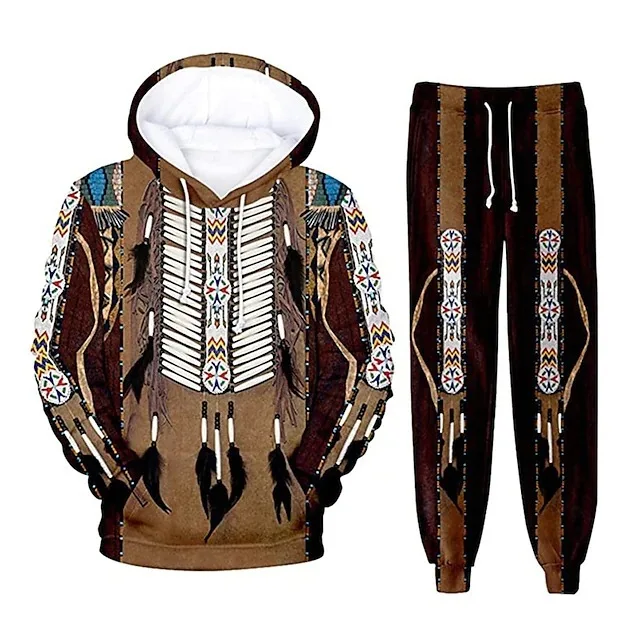 인도 민족 스타일 3D 프린트 후드티 바지 세트 남성  - Fashion Ethnic Indian Clothing 리뷰 및 가격