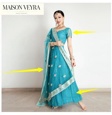 인도 여성용 사리 자수 장식 조젯 라인스톤 무대 댄스  - Saree Georgette Women 리뷰 및 가격