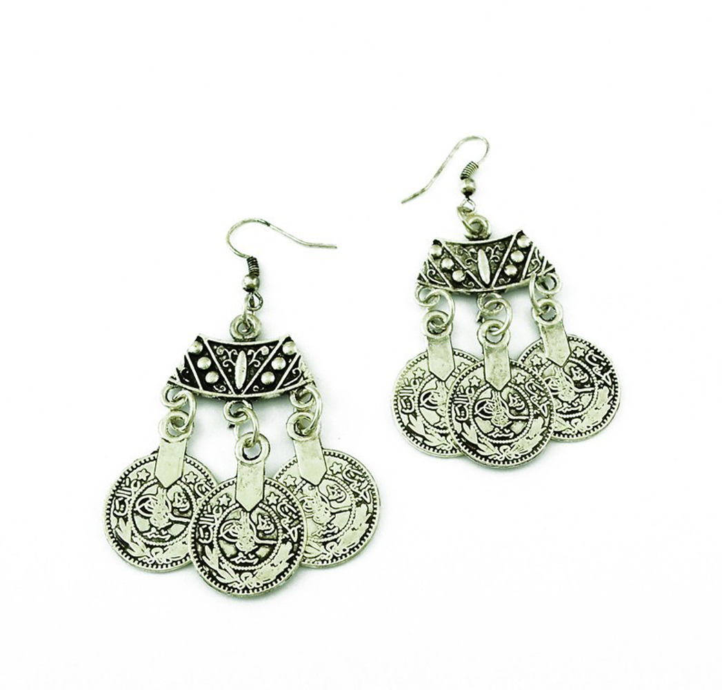 여성용 빈티지 은빛 해변 동전 초커 목걸이 드롭 귀걸이 - Ethnic Fashion Pakistan 리뷰 및 가격